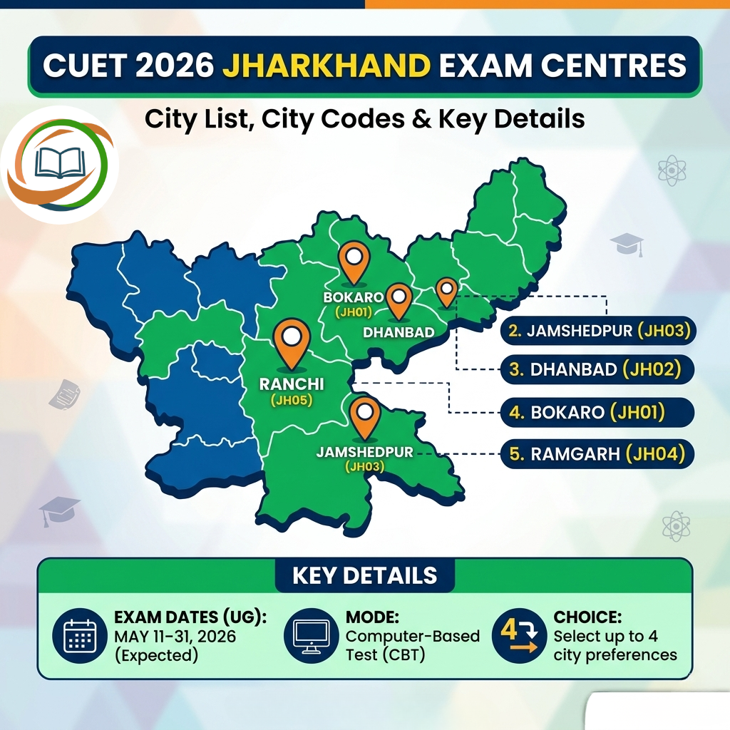 CUET Exam Centres in Jharkhand 2026 – City List, City Codes & Key Details