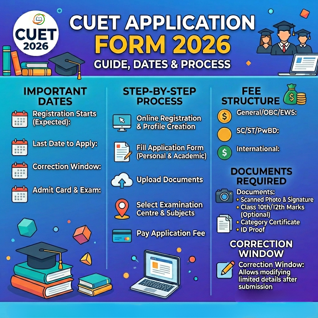 CUET Application Form 2026: Dates, Step-by-Step Process, Fee, Documents & Correction Window