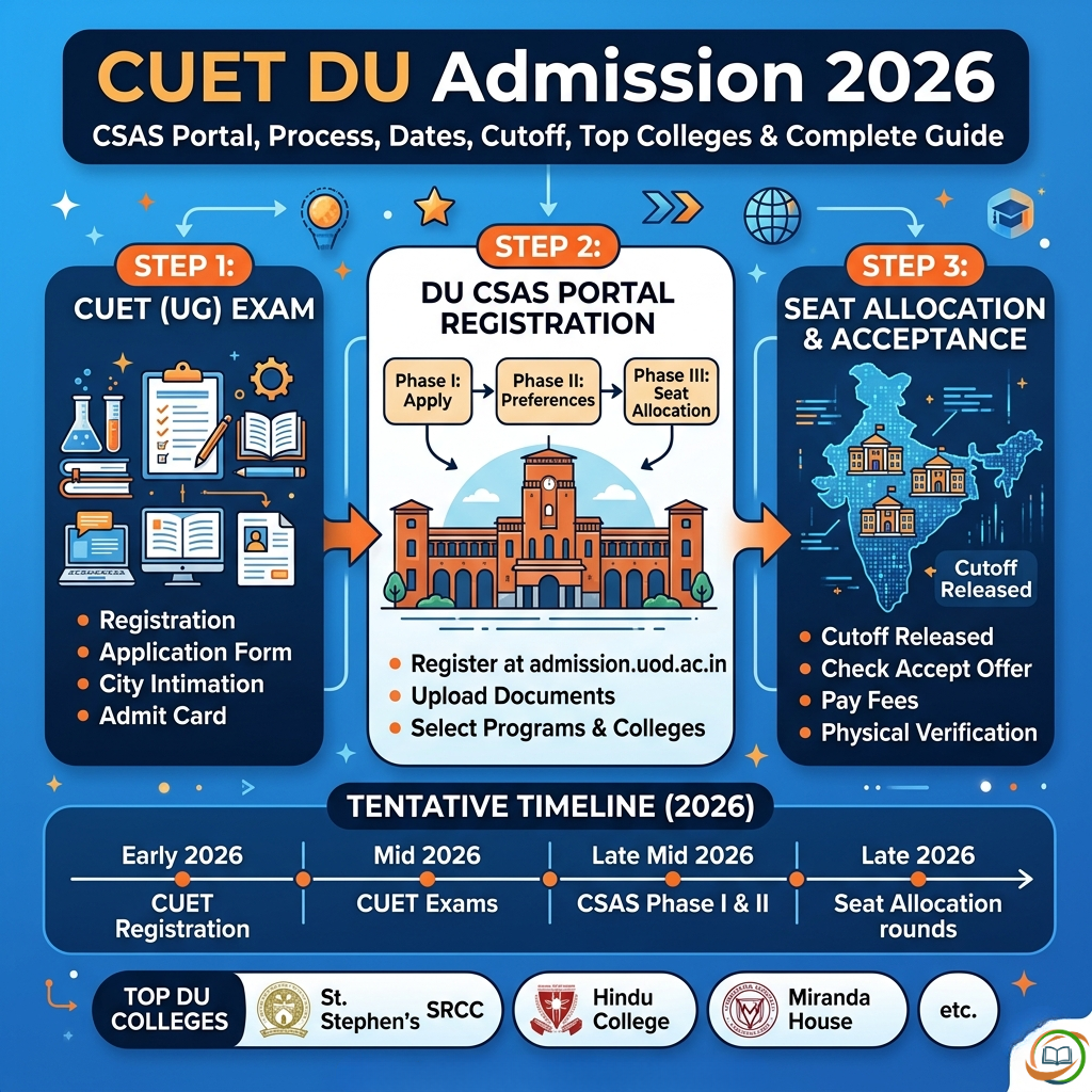 CUET DU Admission 2026: CSAS Portal, Process, Dates, Cutoff, Top Colleges & Complete Guide