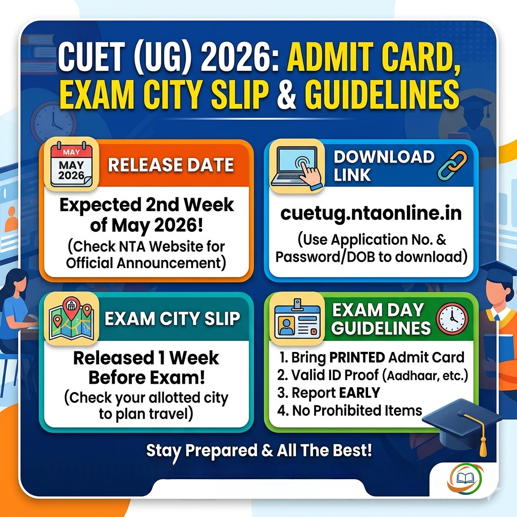 CUET UG Admit Card 2026: Release Date, Download Link, City Slip & Exam Day Guidelines