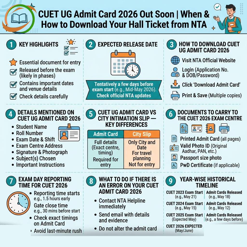 CUET UG Admit Card 2026 Out Soon: When & How to Download Your Hall Ticket from NTA?