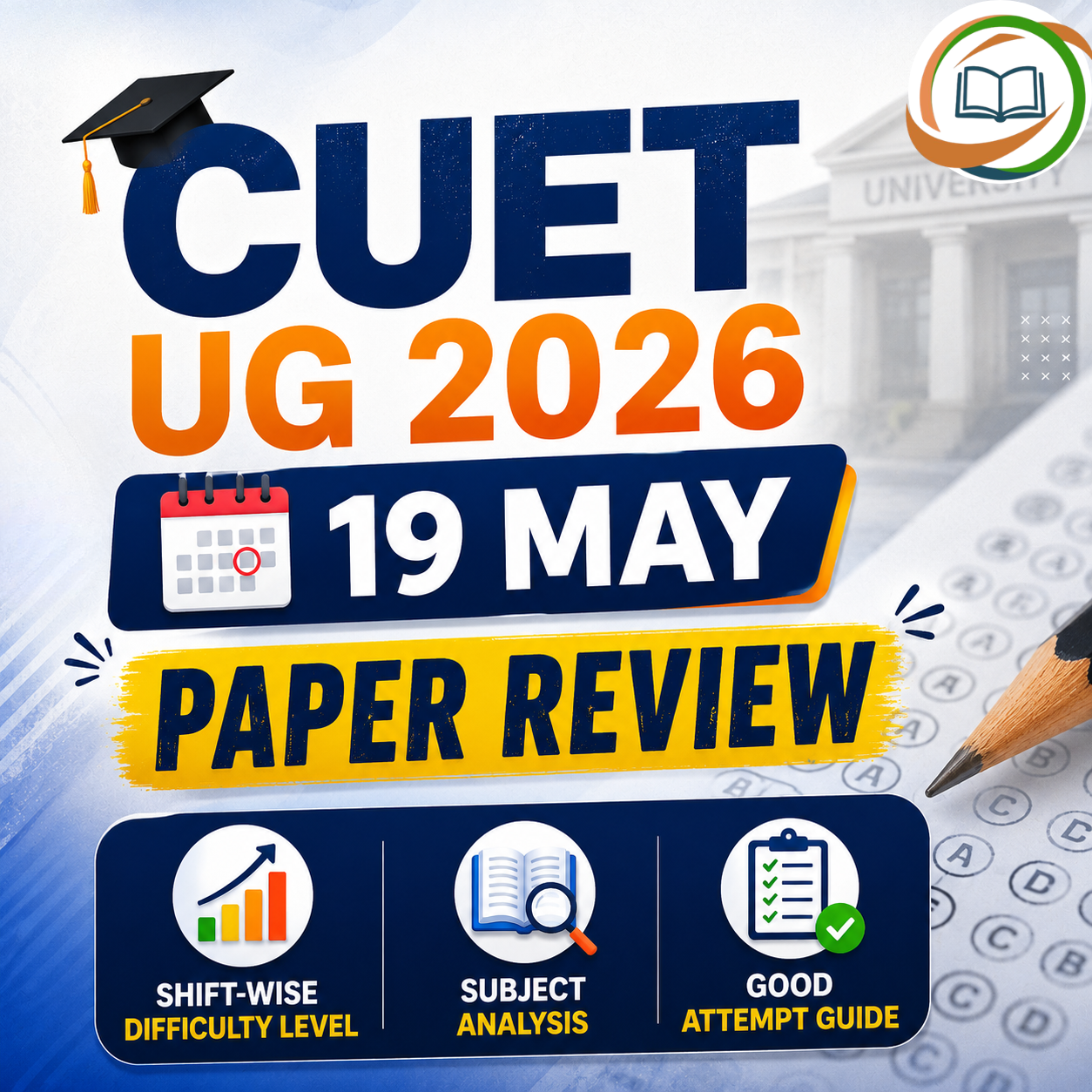 CUET UG 2026 — 19 May Paper Review: Shift-Wise Difficulty Level, Subject Analysis & Good Attempt Guide