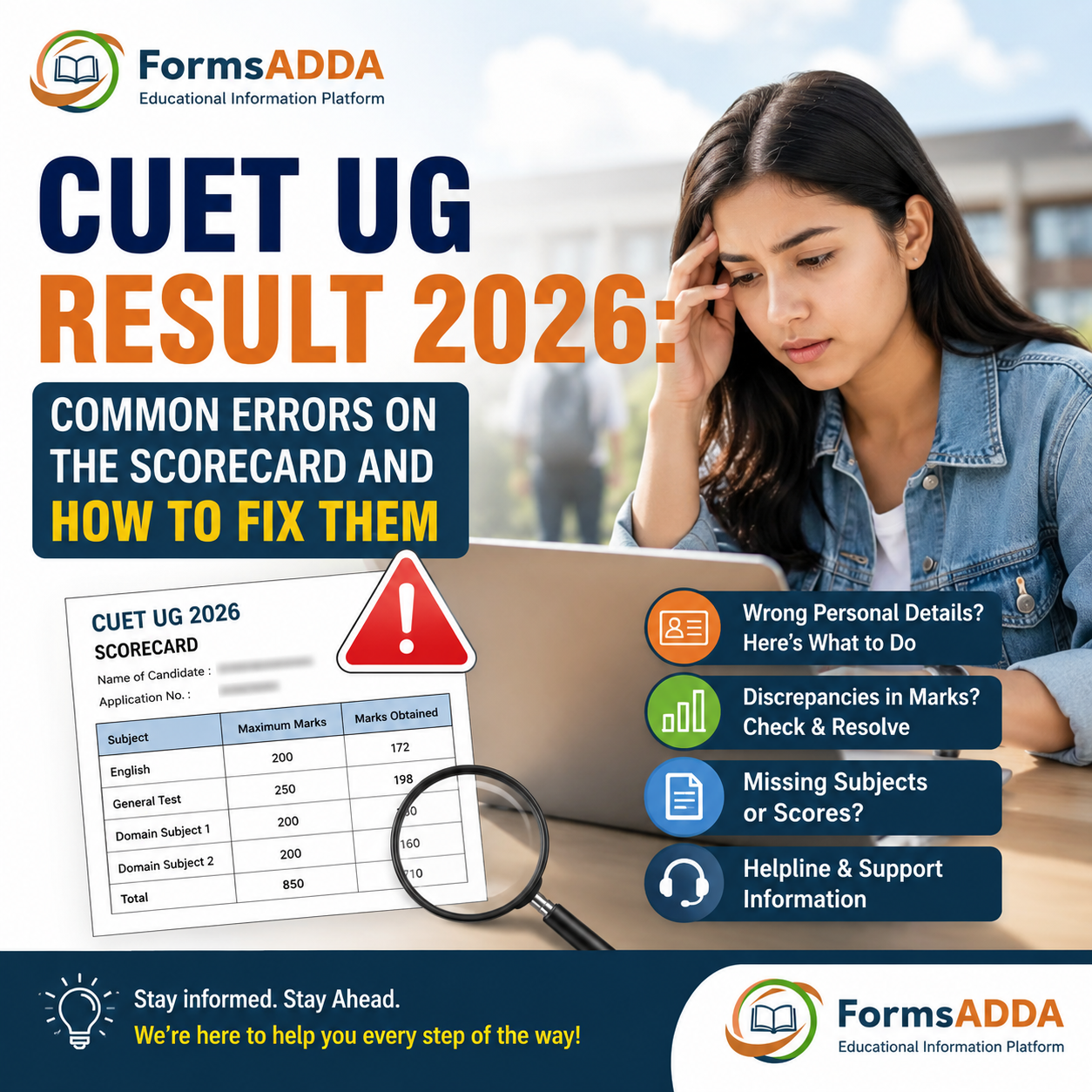 CUET UG Result 2026: Common Errors on the Scorecard and How to Fix Them